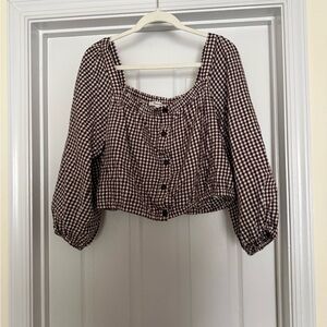 Madewell Brown Checkered Blouse